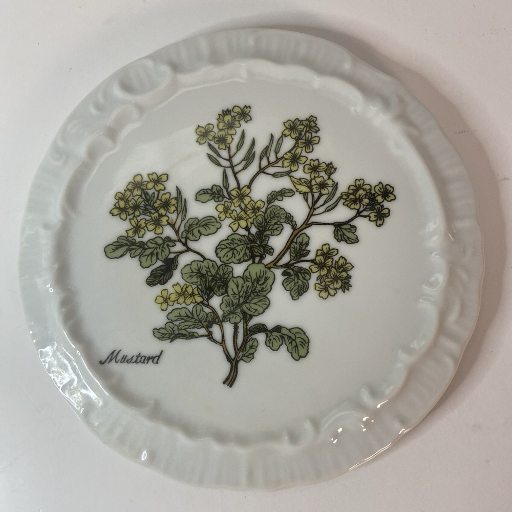 Andrea by Sadek Mustard Herb Wall‎ Plate Trivet Ceramic Japan Cottage Botanical